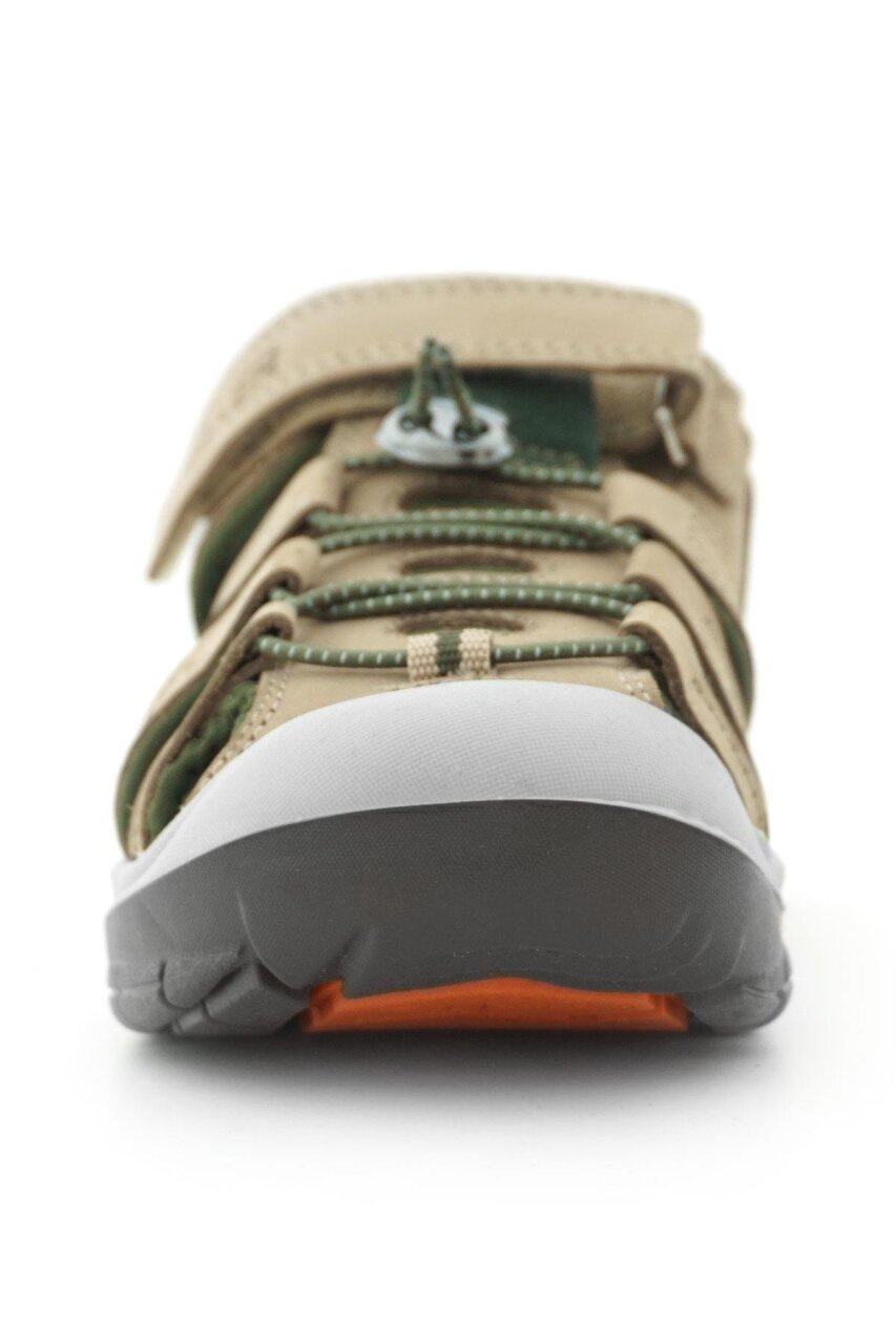 صندل أطفال من جلد طبيعي من راكر بلس بلون رملي كاكي وأخضر - 4