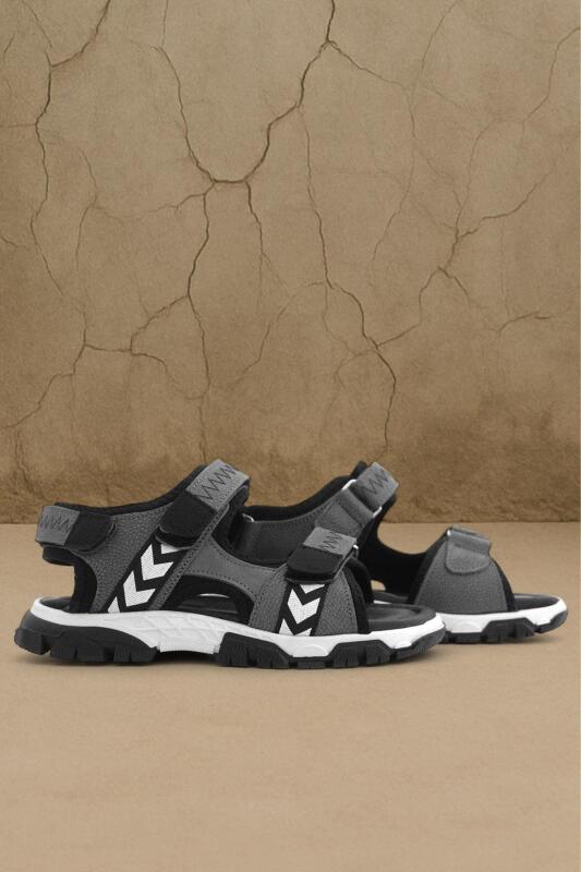 Genuine Leather Grey Black Velcro Boys' Sandals - Rakerplus