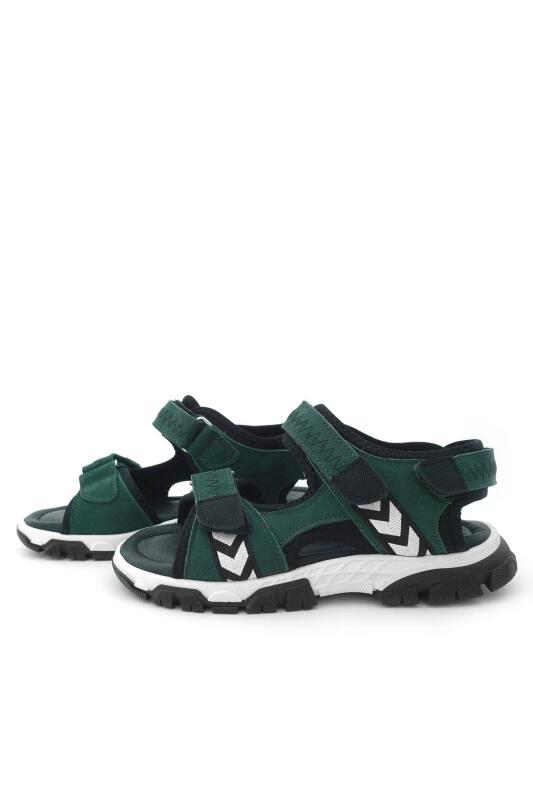 صندل فيلكرو للأولاد من الجلد الطبيعي باللونين الأخضر والأسود - 5