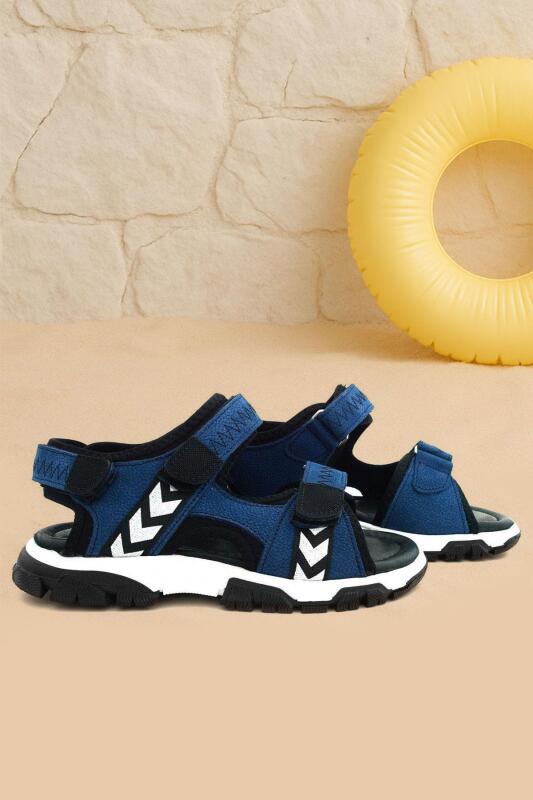 Genuine Leather Blue and Black Velcro Boys' Sandals - Rakerplus