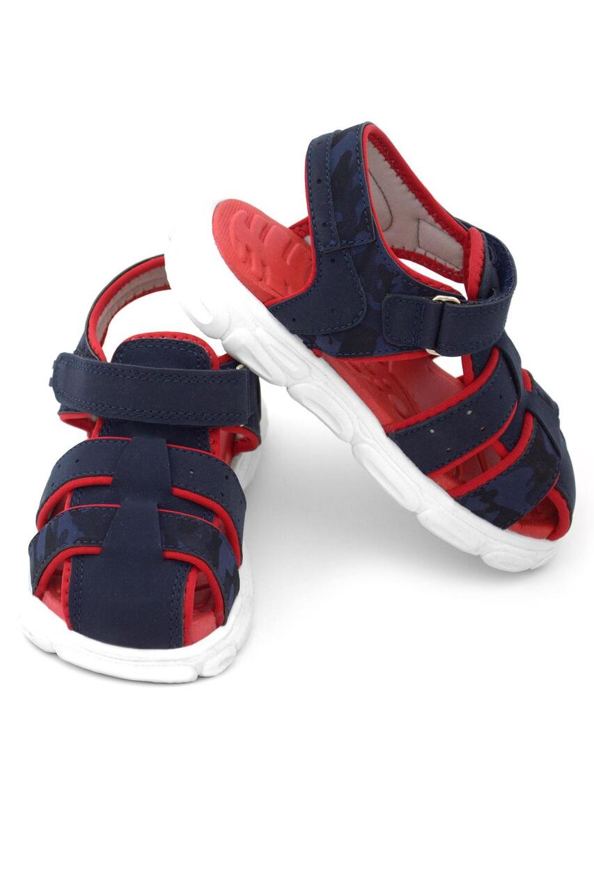 Rakerplus Lacivert Kırmızı Kamuflaj Desenli Çocuk Sandalet - 8