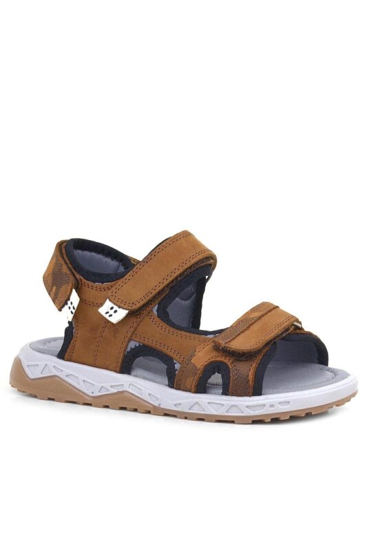 Rakerplus Genuine Leather Tan Velcro Kids Sandal Shoes - Rakerplus