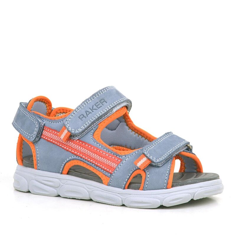 Genuine Leather Ice Grey Orange Kids' Sandals - Rakerplus