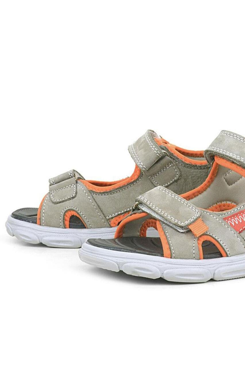 صندل أطفال من الجلد الطبيعي باللون البرتقالي الرملي - 6