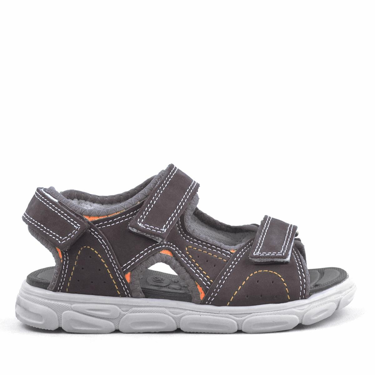 Rakerplus Hakiki Deri Gri Cırtlı Çocuk Sandalet Ayakkabı - 2