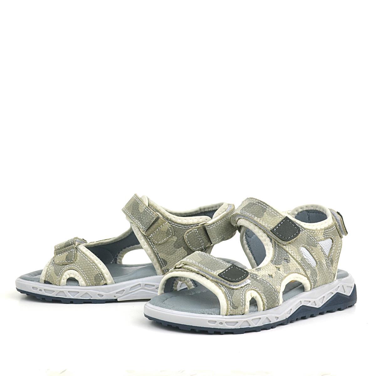 صندل راكر بلاس للأطفال مصنوع من الجلد الطبيعي باللون البيج مع نعل مريح وشريط فيلكرو - 4