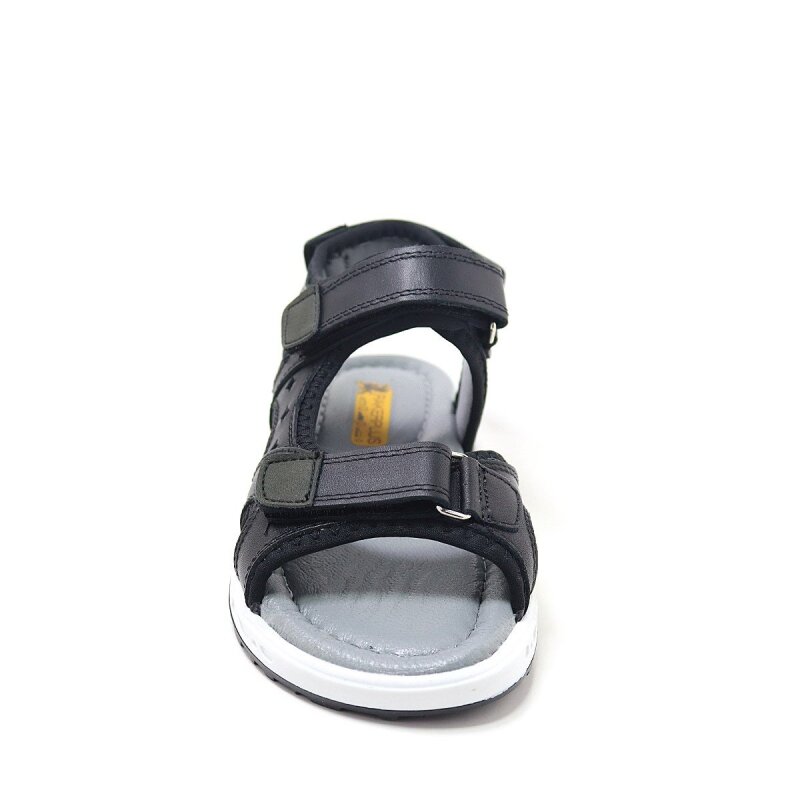 Rakerplus Hakiki Deri Siyah Konfor Tabanlı Cırtlı Çocuk Sandalet - 4