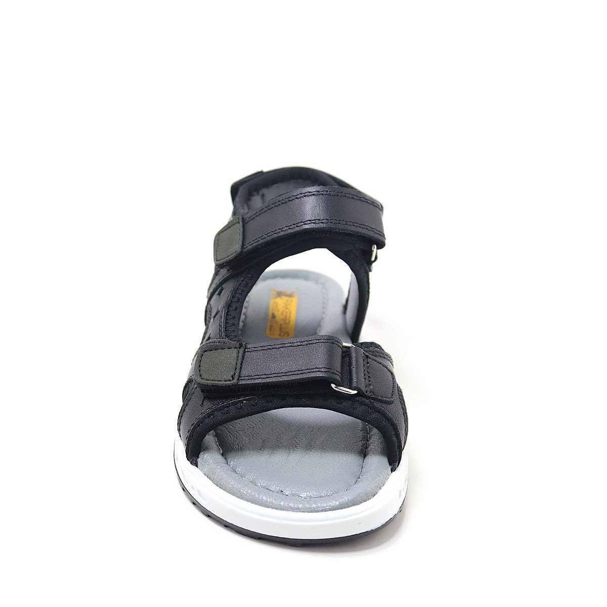 Rakerplus Hakiki Deri Siyah Konfor Tabanlı Cırtlı Çocuk Sandalet - 4