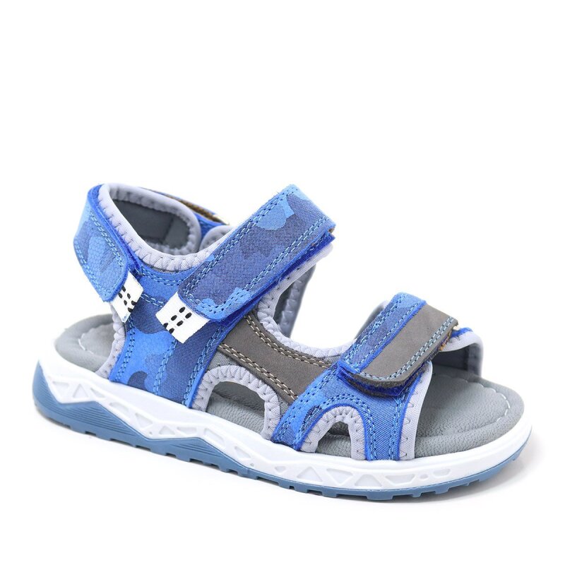 Rakerplus Genuine Leather Blue Grey Comfort Sole Velcro Kids Sandals - Rakerplus