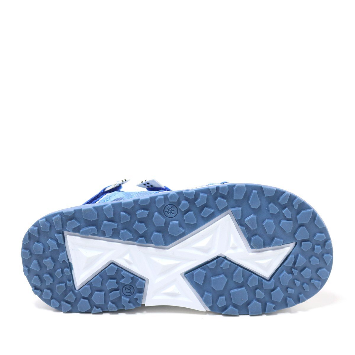 صندل راكر بلس للأطفال من الجلد الطبيعي باللون الأزرق والرمادي بنعل مريح وشريط فيلكرو - 7