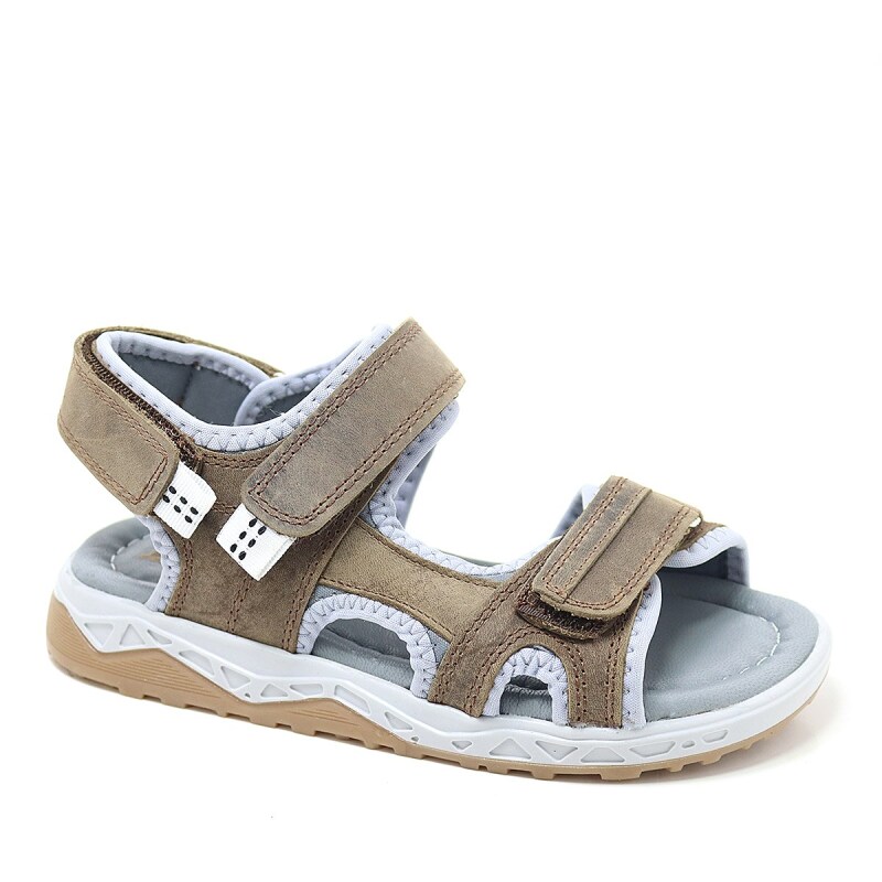 Rakerplus Genuine Leather Brown Comfort Sole Velcro Kids Sandals - Rakerplus