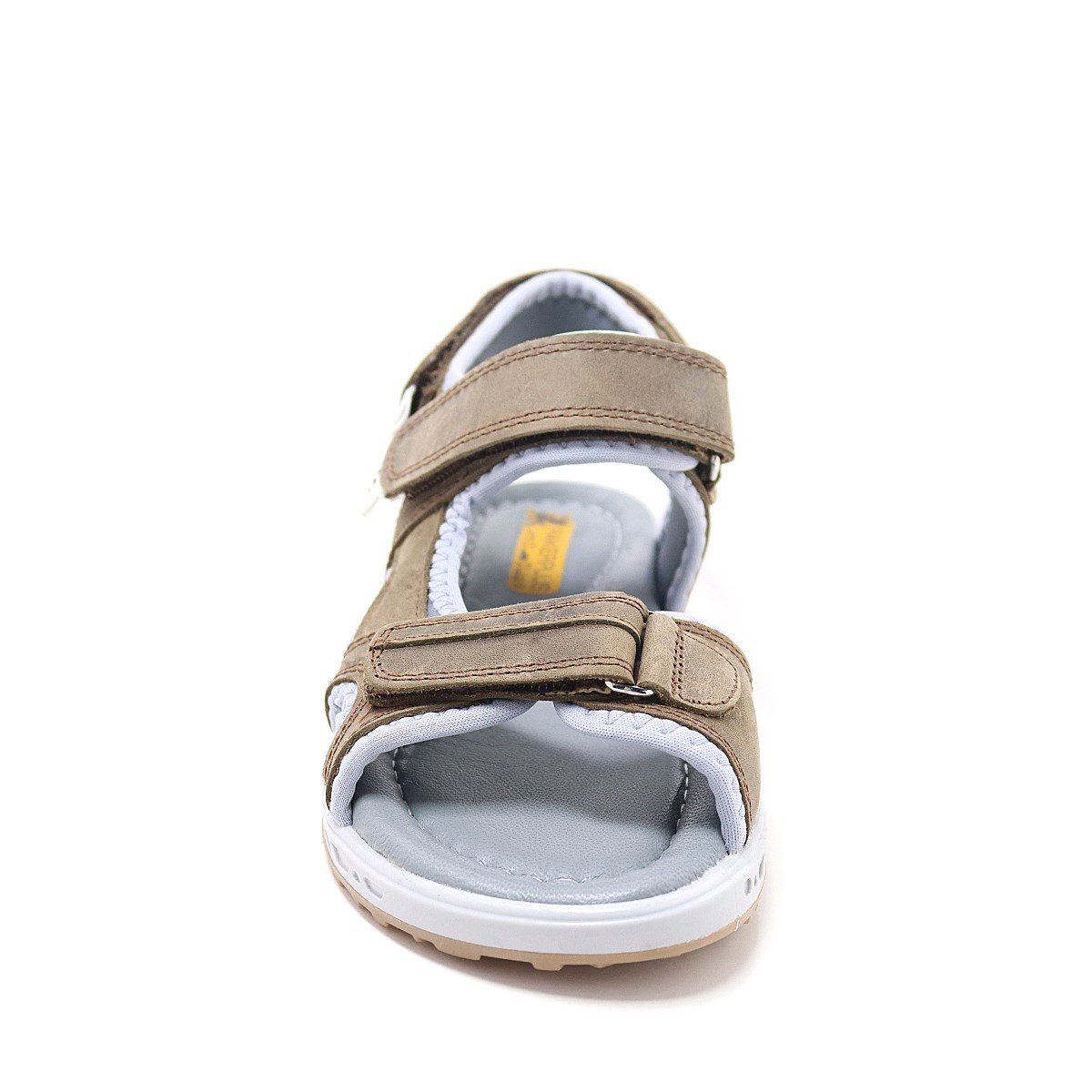 صندل راكر بلاس للأطفال مصنوع من الجلد الطبيعي باللون البني مع نعل مريح وشريط فيلكرو - 4
