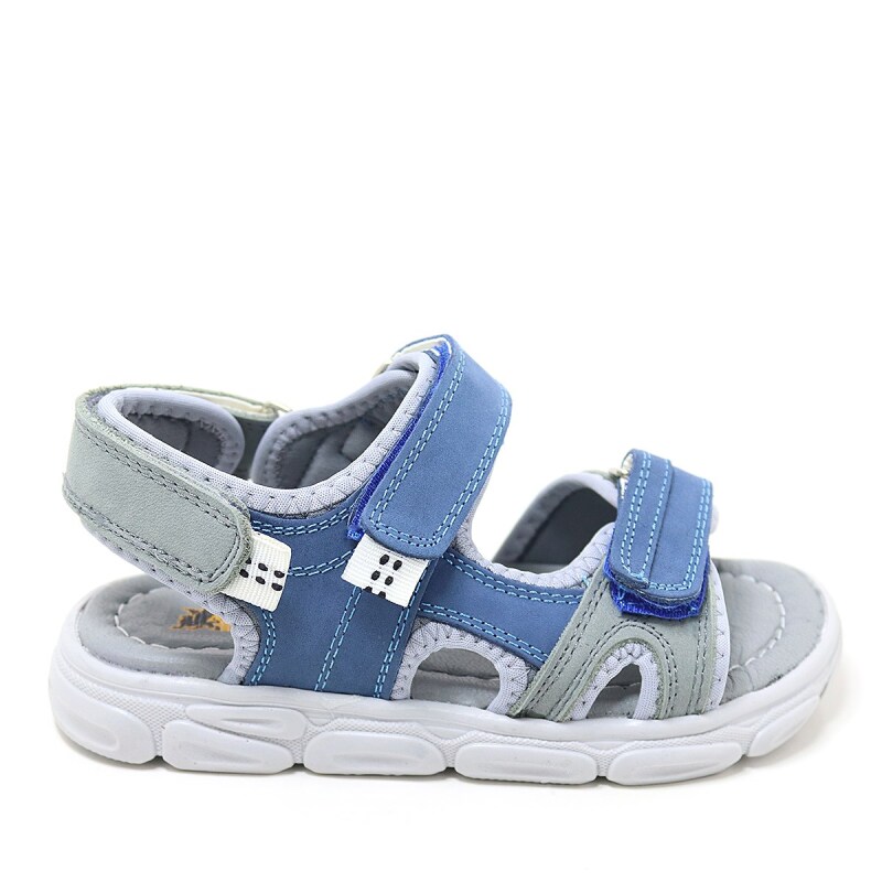 صندل أطفال من الجلد الطبيعي باللون الرمادي والأزرق من راكر بلاس ويسبس - 2