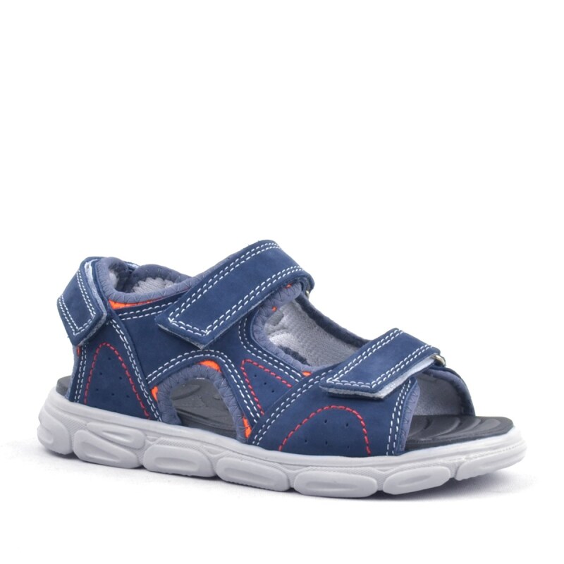 Rakerplus Genuine Leather Navy Blue Velcro Kids Sandals - Rakerplus