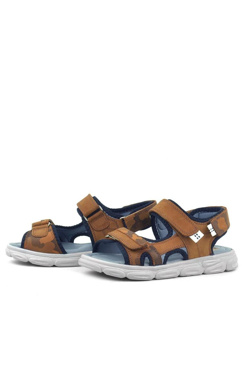 Rakerplus Wisps Genuine Leather Tan Camouflage Kids' Sandals - 5