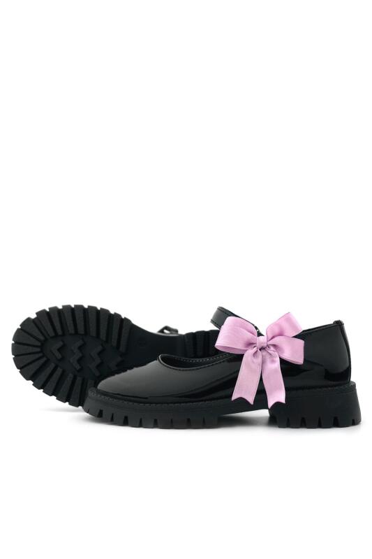 حذاء مدرسي للبنات من راكر بلاس، مصنوع من الجلد الأسود اللامع، مزود بشريط فيلكرو، ونعل سميك - 6