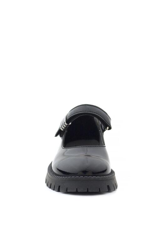 Rakerplus Siyah Rugan Cırtlı Kalın Tabanlı Metal Detaylı Kız Çocuk Okul Ayakkabısı - 3