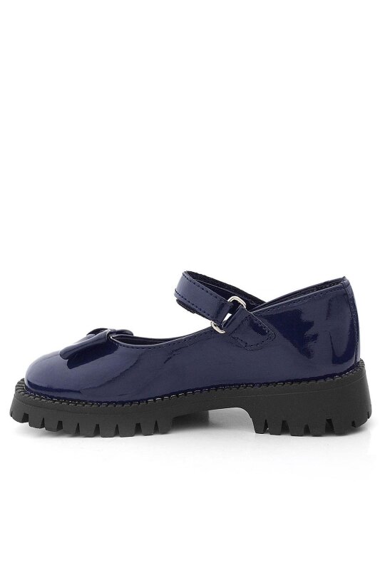 Rakerplus Lacivert Rugan Kalın Tabanlı Cırtlı Kız Çocuk Babet - 3