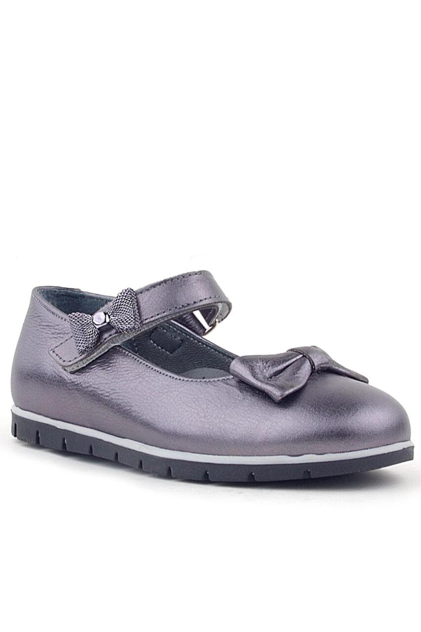 حذاء باليرينا للبنات من راكر بلاس مصنوع من الجلد الطبيعي ومزين بشريط بلاتيني وشريط فيلكرو - 2