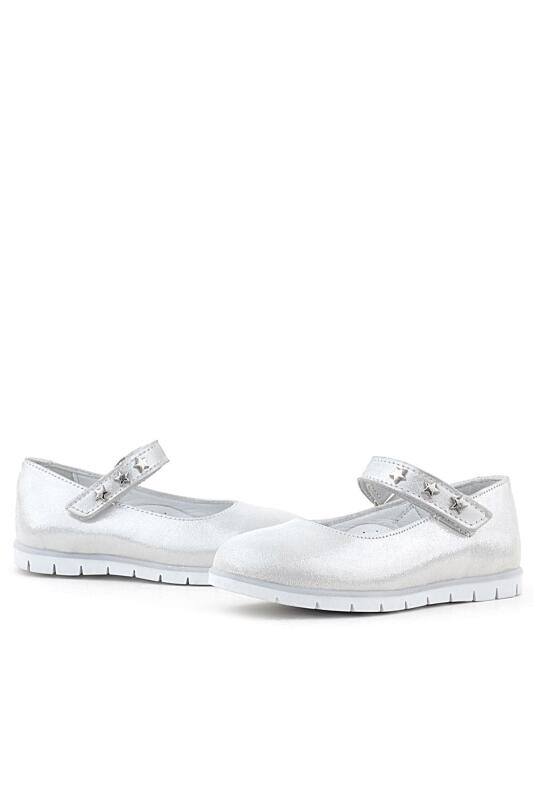 حذاء باليرينا للبنات من الجلد الطبيعي بنجمة فضية مع فيلكرو من راكر بلاس - 5
