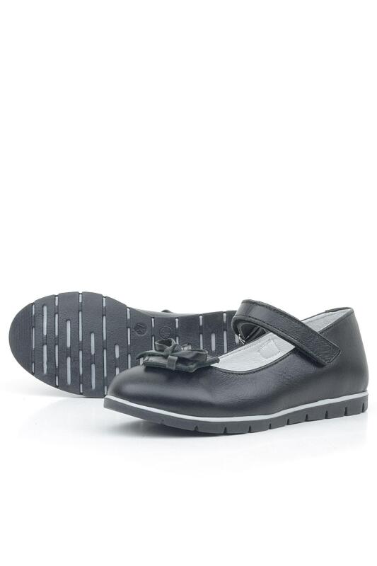 Rakerplus Hakiki Deri Siyah Kurdele Detaylı Kız Çocuk Babet - 4