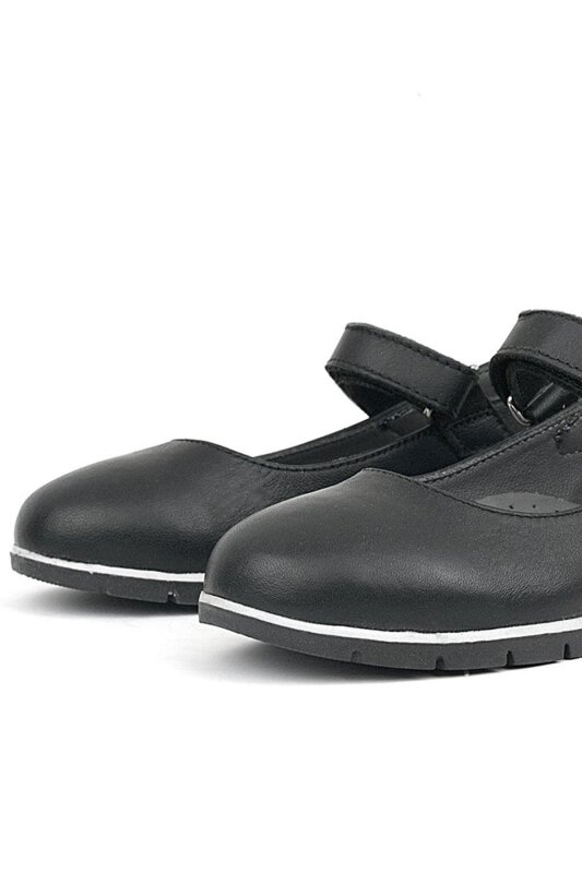 Rakerplus Genuine Leather Black Girls' Ballet Flats - 5