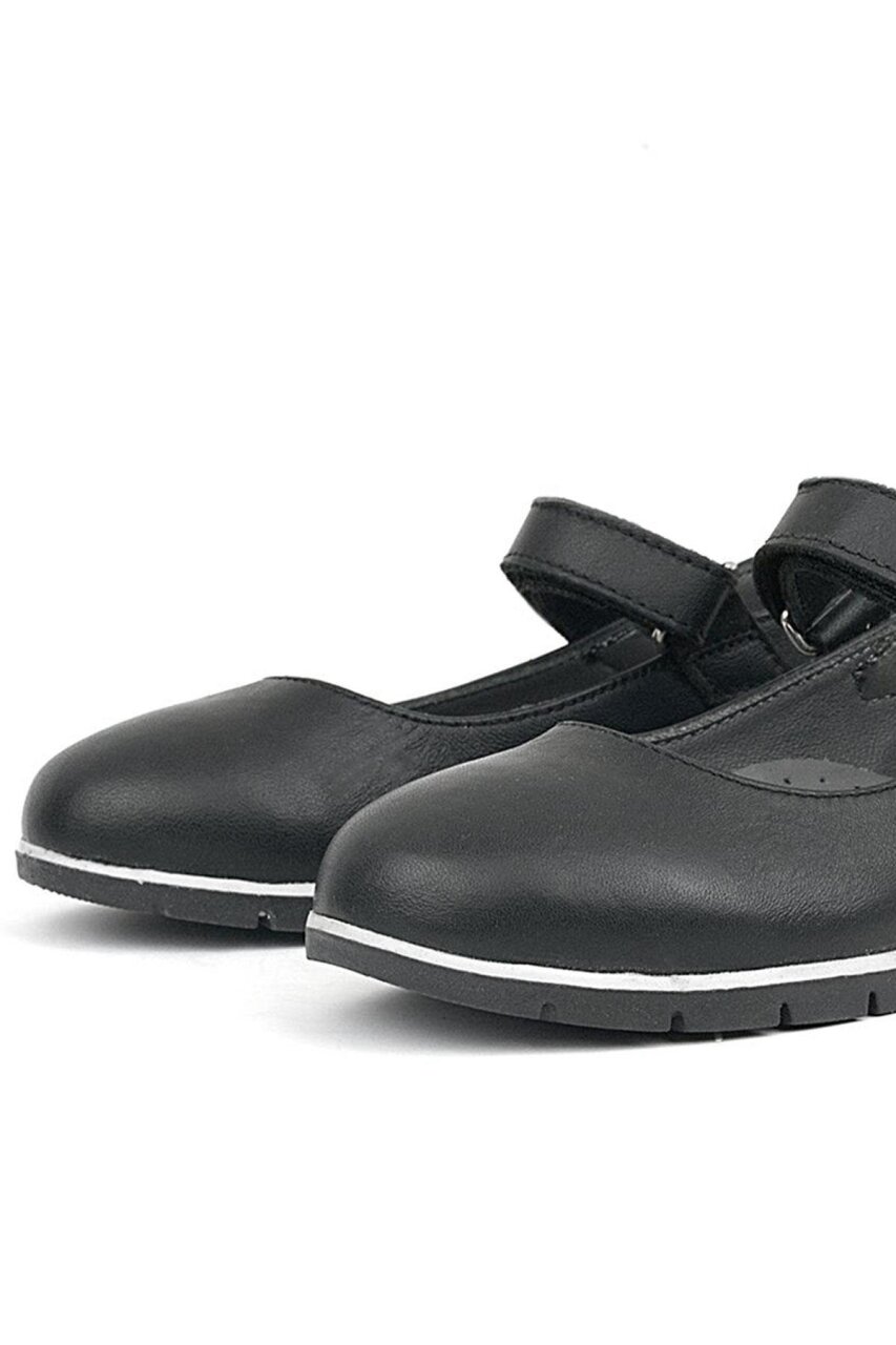 Rakerplus Genuine Leather Black Girls' Ballet Flats - 5