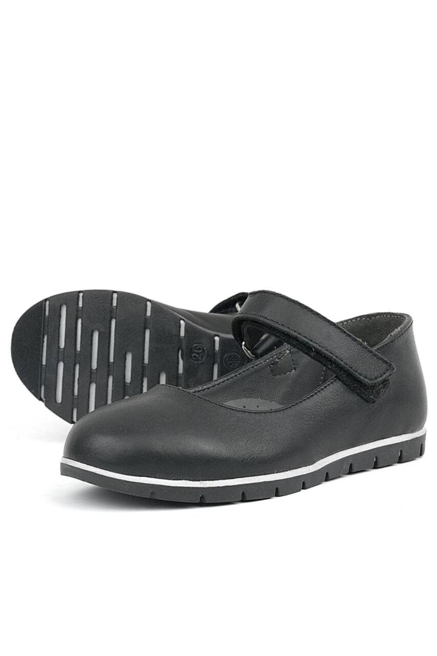 Rakerplus Genuine Leather Black Girls' Ballet Flats - 6