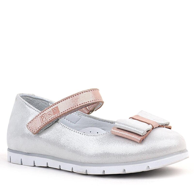 Rakerplus Genuine Leather Pixel Silver Powder Pink Girls' Ballet Flats - Rakerplus