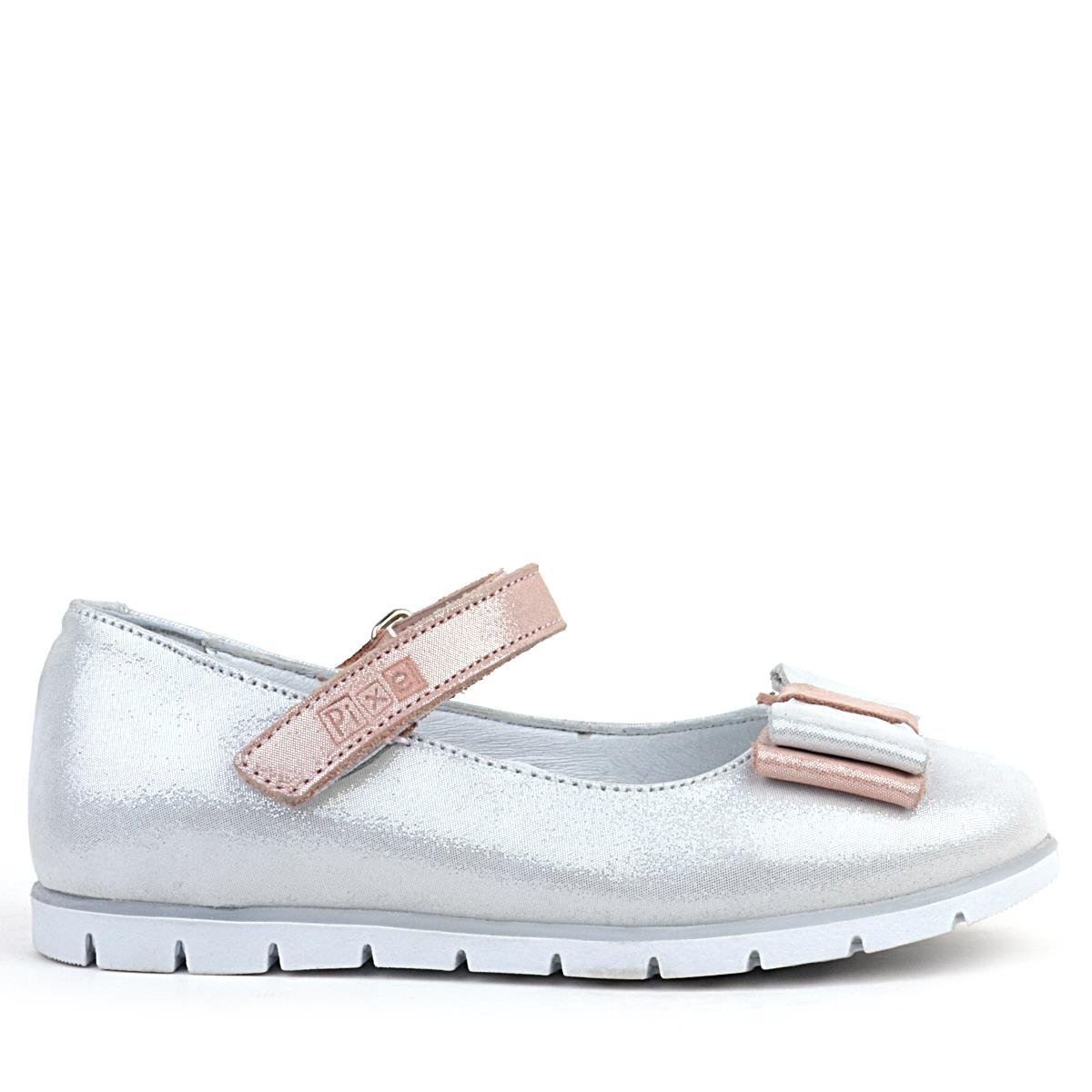 حذاء باليرينا للبنات من راكر بلاس مصنوع من الجلد الطبيعي بلون فضي مائل للرمادي - 2