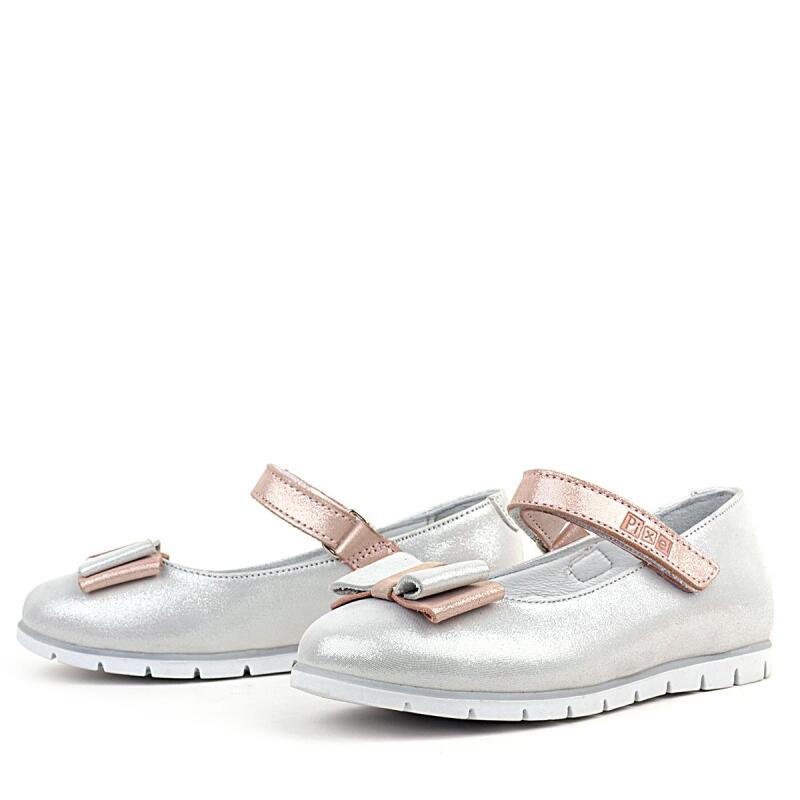 حذاء باليرينا للبنات من راكر بلاس مصنوع من الجلد الطبيعي بلون فضي مائل للرمادي - 4