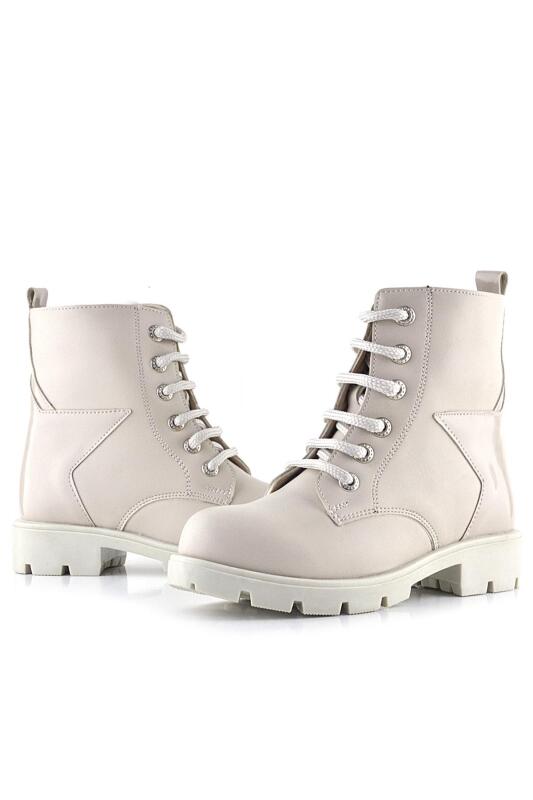 حذاء بناتي من راكر بلاس كريمي بتفاصيل نجوم ورباط وسحاب - 7