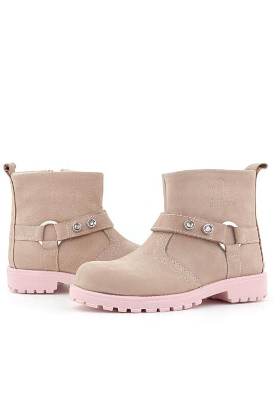 Rakerplus Chiron Hakiki Deri Pembe Fermuarlı Taşlı Kız Çocuk Bot - 5