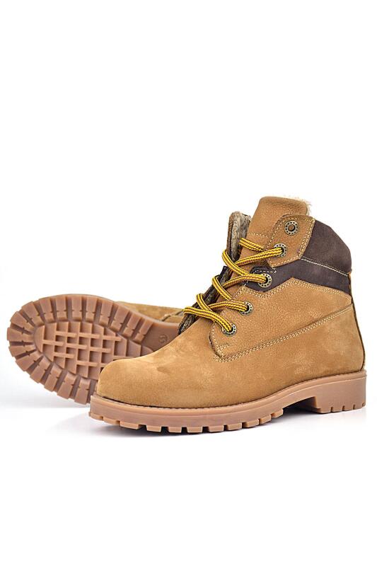 حذاء شتوي للأطفال من جلد طبيعي من راكر بلاس، بني فاتح، برباط وسحّاب - 6