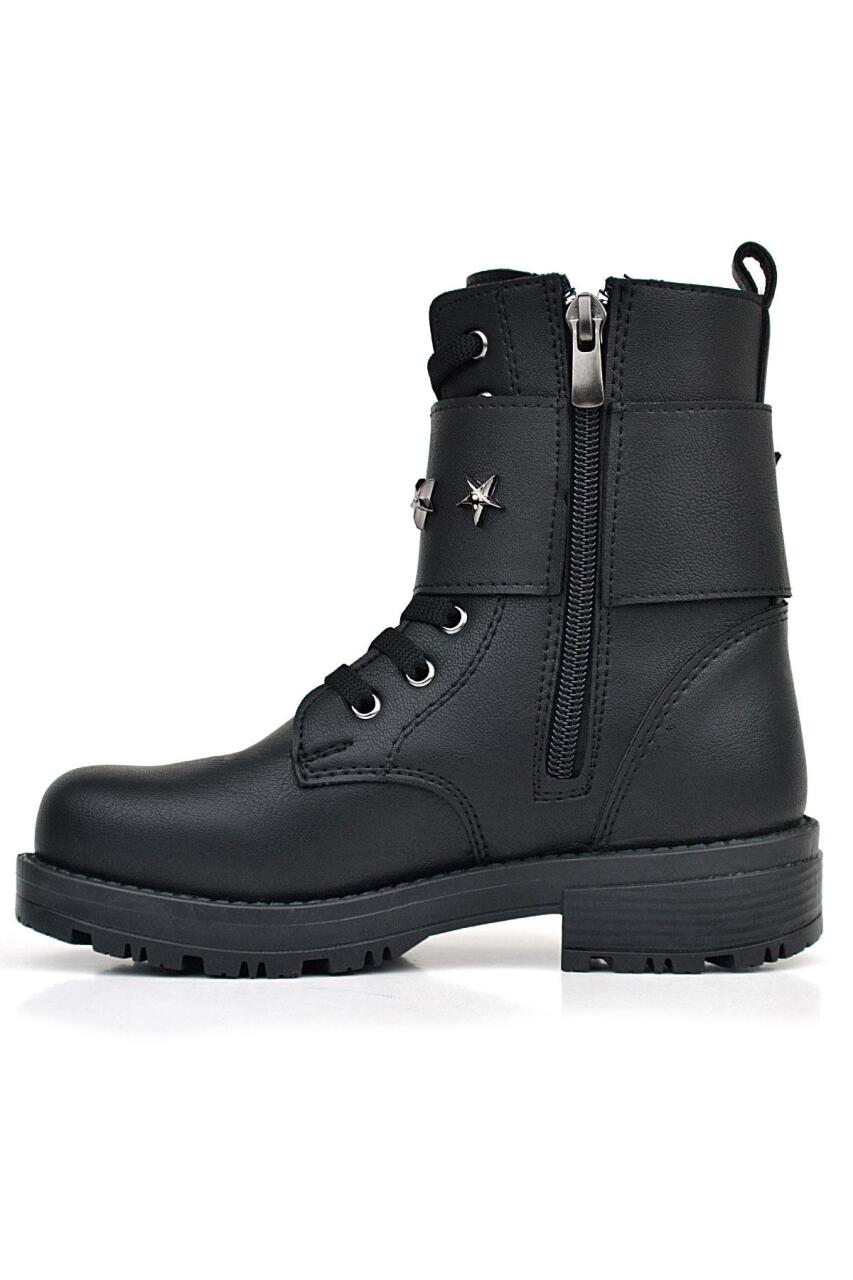 حذاء بناتي أسود من راكر بلاس برباط وسحاب وتفاصيل نجوم - 5