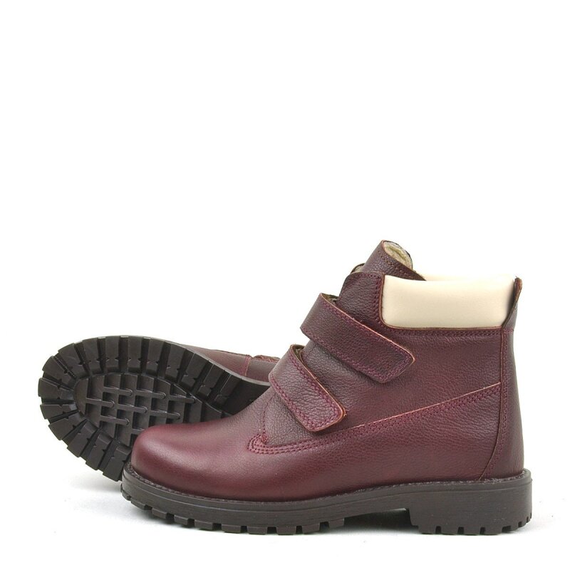 حذاء أطفال من الجلد الطبيعي من راكر بلاس نيسون، لون عنابي، مزود بشريط فيلكرو - 6