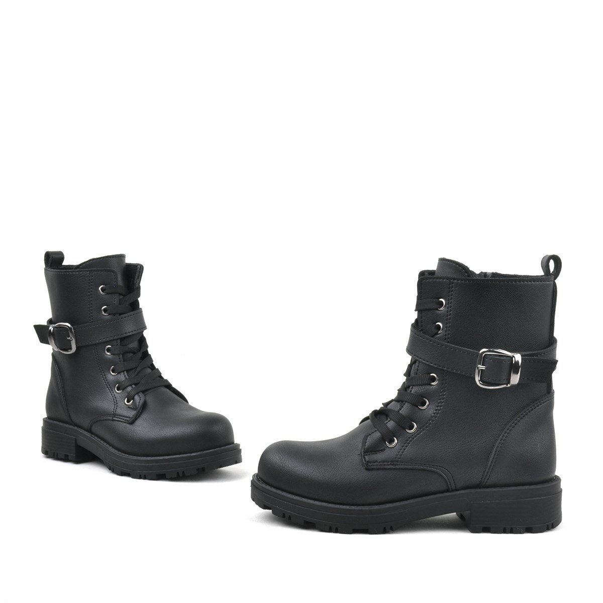 حذاء بناتي من راكر بلاس، محفظة سوداء بسحاب ورباط - 6