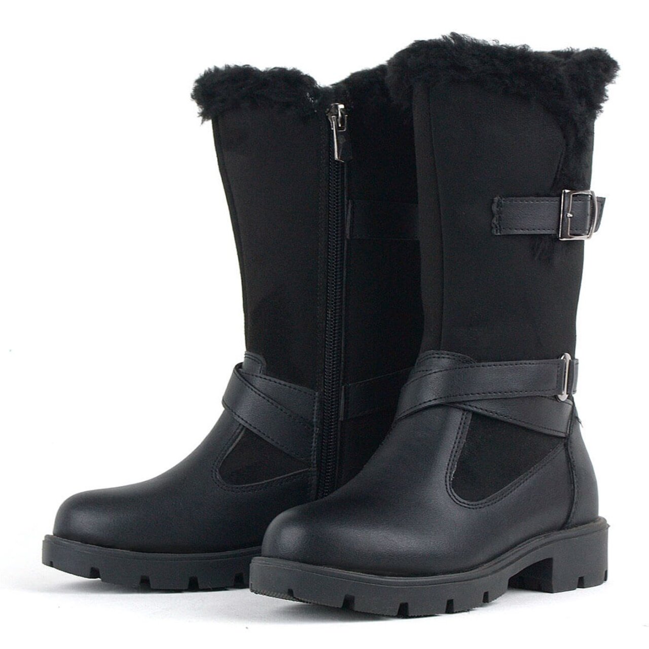 حذاء طويل أسود بسحاب للفتيات من راكر بلاس - 3