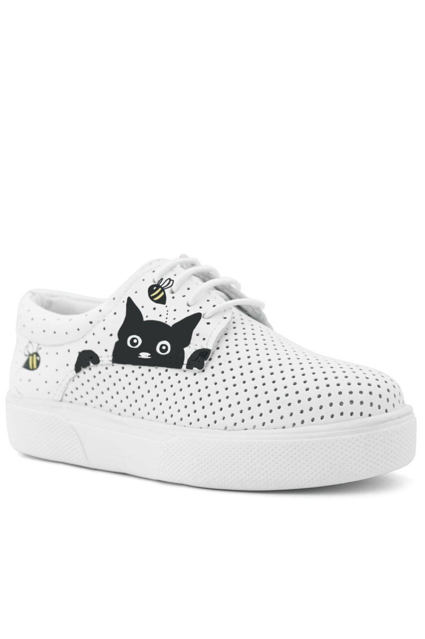 حذاء كاجوال للأطفال من راكر بلاس تي بونز، مصنوع من الجلد الطبيعي باللون الأبيض، بتصميم خاص ومرن - 2