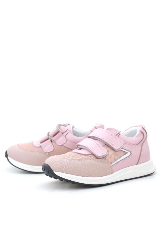 Hakiki Deri Pembe Cırt Cırtlı Kız Çocuk Günlük Spor Ayakkabı - 4