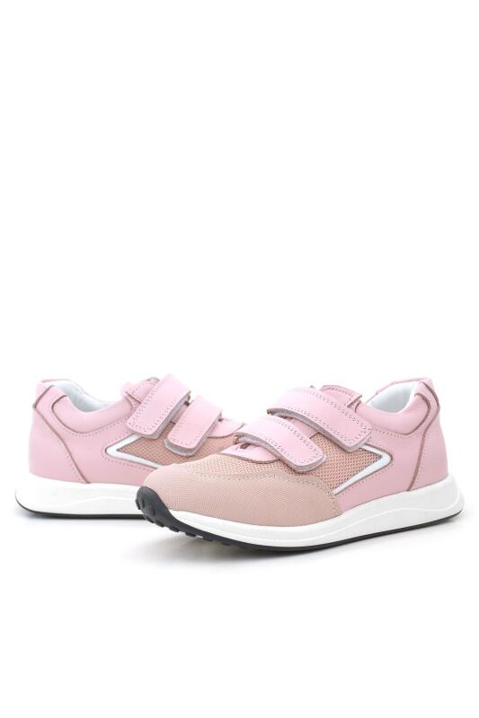 Hakiki Deri Pembe Cırt Cırtlı Kız Çocuk Günlük Spor Ayakkabı - 6