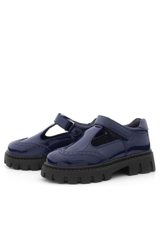 Rakerplus Lacivert Rugan Cırtlı Kız Çocuk Okul Ayakkabı - 5