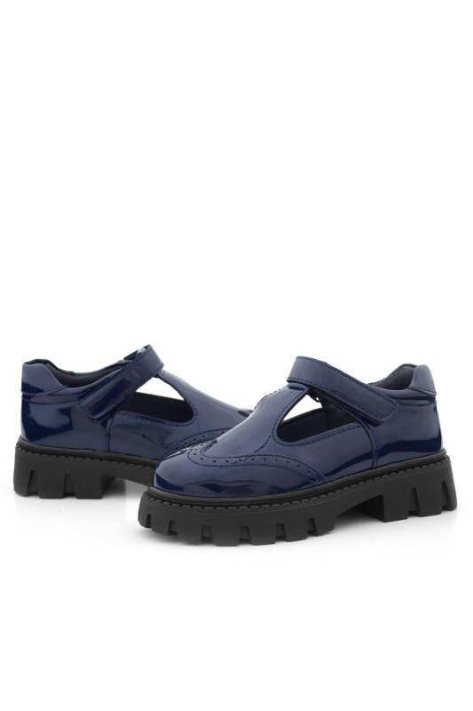 Rakerplus Lacivert Rugan Cırtlı Kız Çocuk Okul Ayakkabı - 7