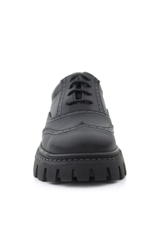 Rakerplus Siyah Mat Bağcıklı Oxford Kız Çocuk Günlük Ayakkabı - 3