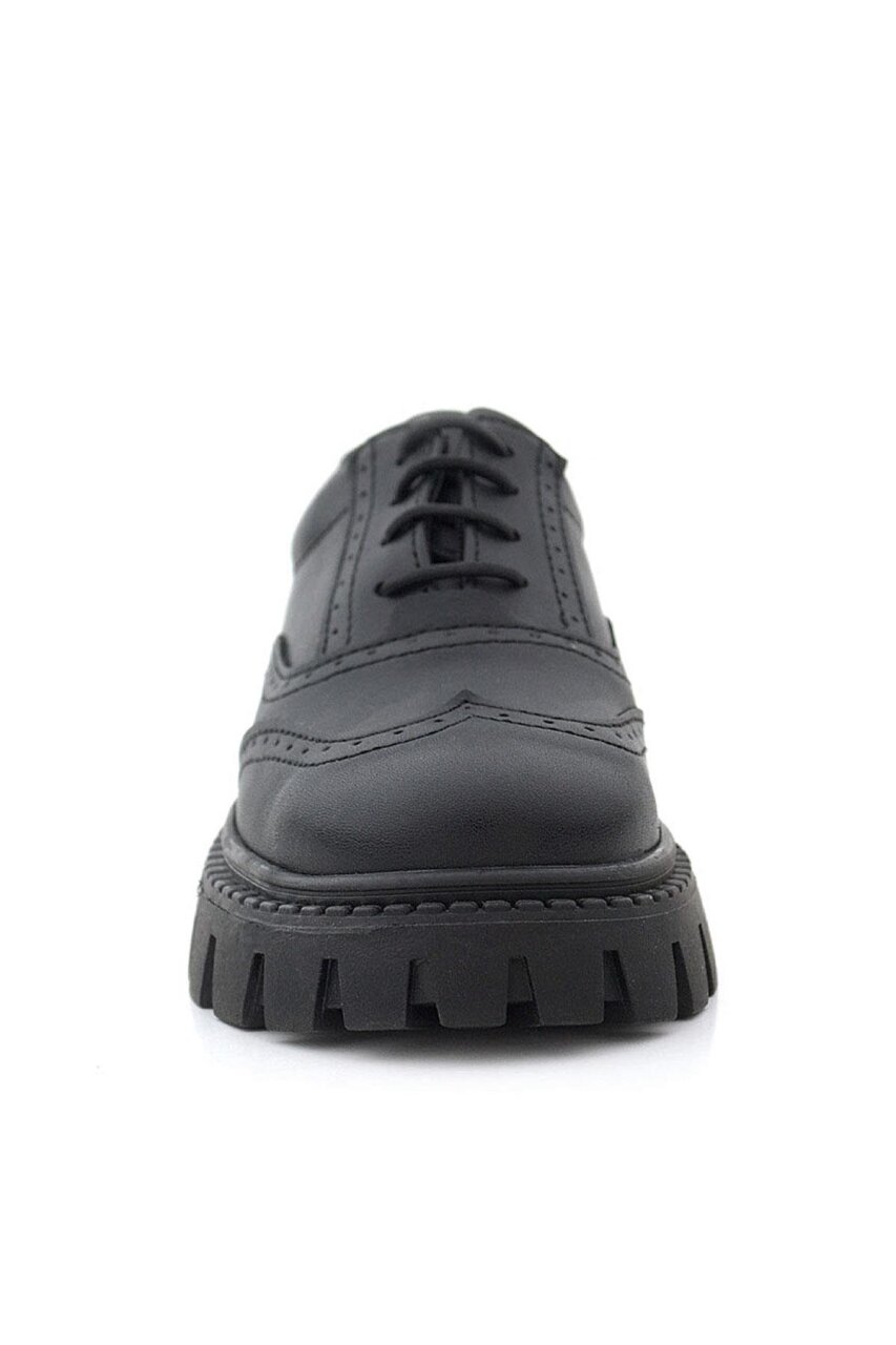 Rakerplus Siyah Mat Bağcıklı Oxford Kız Çocuk Günlük Ayakkabı - 3