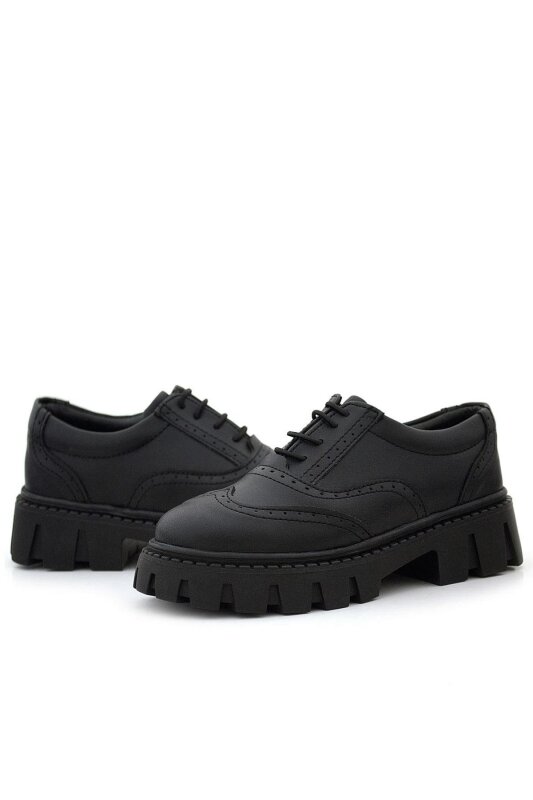 Rakerplus Siyah Mat Bağcıklı Oxford Kız Çocuk Günlük Ayakkabı - 6