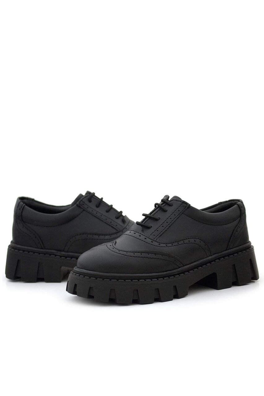 Rakerplus Siyah Mat Bağcıklı Oxford Kız Çocuk Günlük Ayakkabı - 6