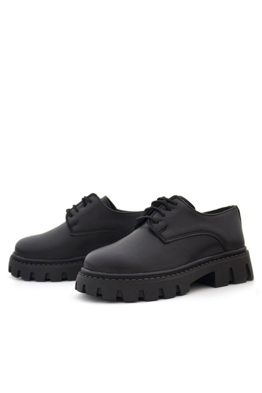 Rakerplus Siyah Mat Bağcıklı Kız Çocuk Oxford Okul Ayakkabı - 4