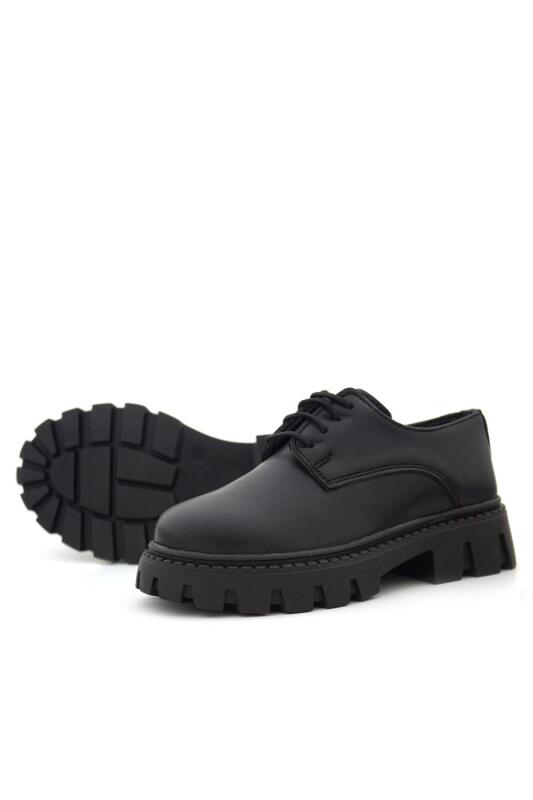 Rakerplus Siyah Mat Bağcıklı Kız Çocuk Oxford Okul Ayakkabı - 5