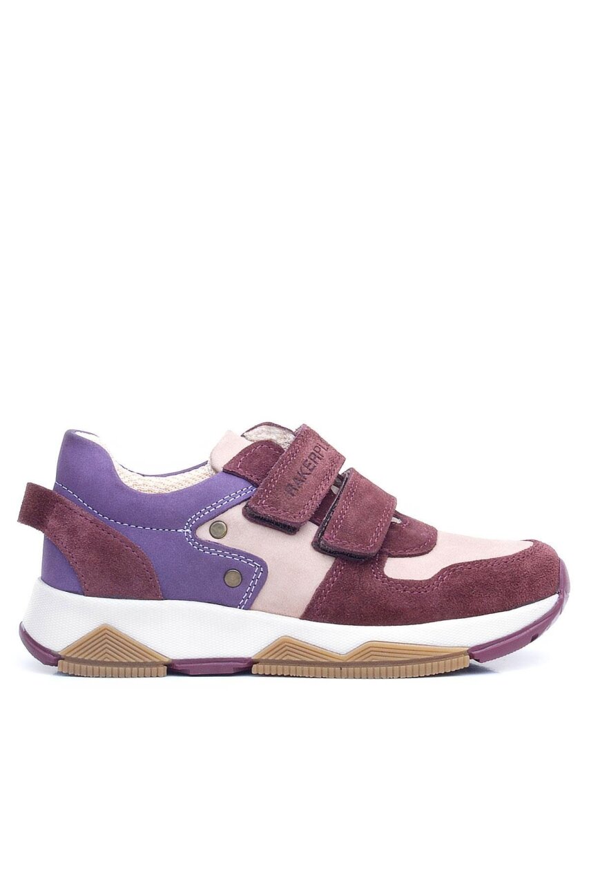 Rakerplus Hakiki Deri Bordo Pembe Metal Detaylı Kız Çocuk Sneakers Ayakkabı - 3